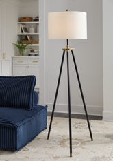 Bay Furniture Gallery - Ashley Furniture - Cashner Lighting - Metal Floor Lamp (1/CN) / Black/Gold Finish - L206101